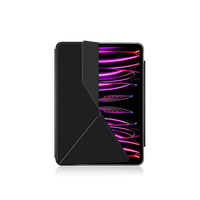 For iPad Air 13 (2026) / (2025) / (2024) / Pro 12.9 (2022) / (2021) / (2020) / (2018) Tablet Case Magnetic PU Leather+PC V-Fold Stand Shell  - Black - 4