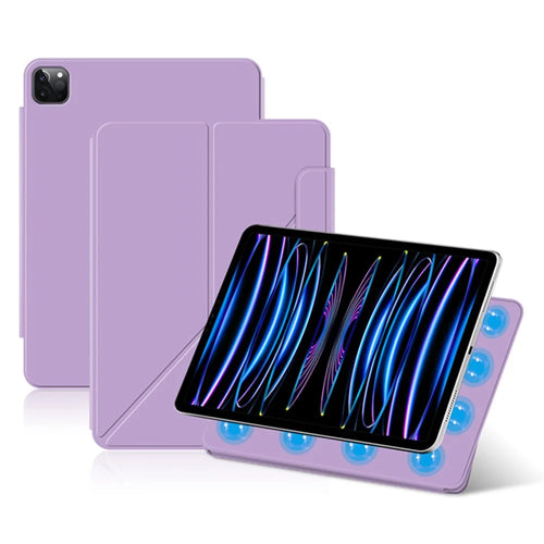 For iPad Pro 13 (2025) / 13 (2024) Case PU Leather+PC Tablet Shell Magnetic Stand Tablet Cover - Purple - 1