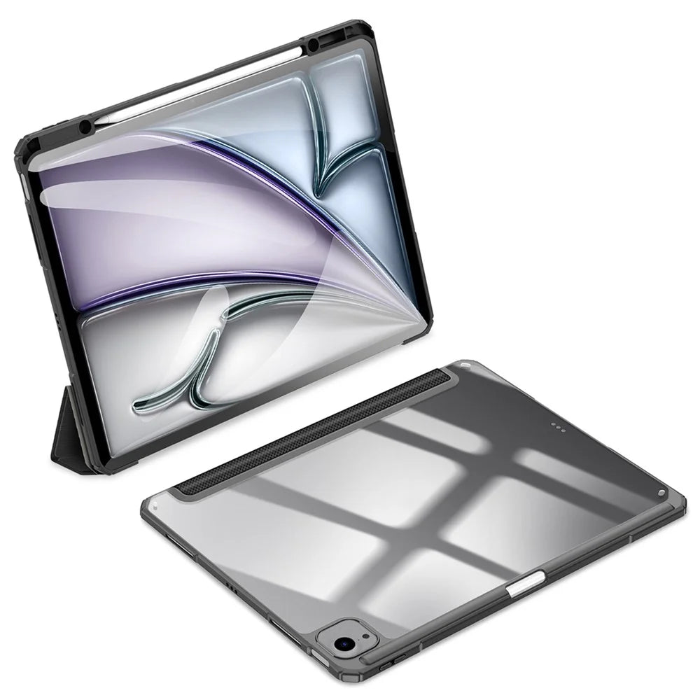 DUX DUCIS TOBY Series For iPad Air 13 (2026) / (2025) / (2024) / Pro 12.9 (2018) / (2020) / (2021) / (2022) Case Leather Tri-Fold Stand Cover - Black - 3