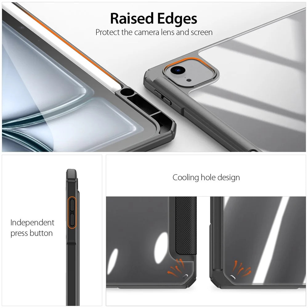 DUX DUCIS TOBY Series For iPad Air 13 (2026) / (2025) / (2024) / Pro 12.9 (2018) / (2020) / (2021) / (2022) Case Leather Tri-Fold Stand Cover - Black - 4