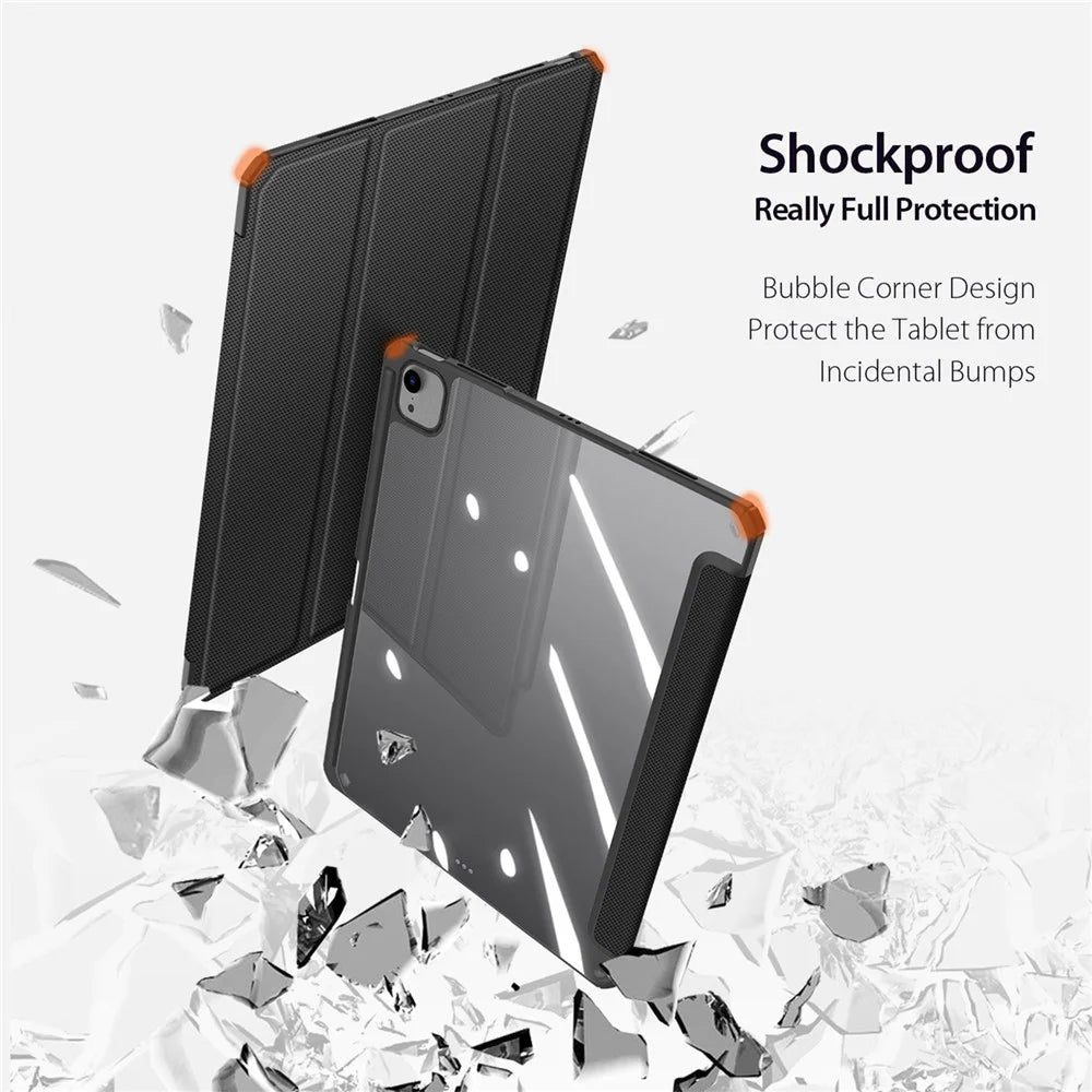 DUX DUCIS TOBY Series For iPad Air 13 (2026) / (2025) / (2024) / Pro 12.9 (2018) / (2020) / (2021) / (2022) Case Leather Tri-Fold Stand Cover - Black - 7