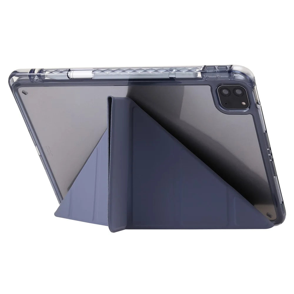 For iPad Pro 13 (2025) / 13 (2024) Case TPU+Acrylic+PU Leather Origami Stand Clear Back Tablet Cover - Lavender Purple - 6