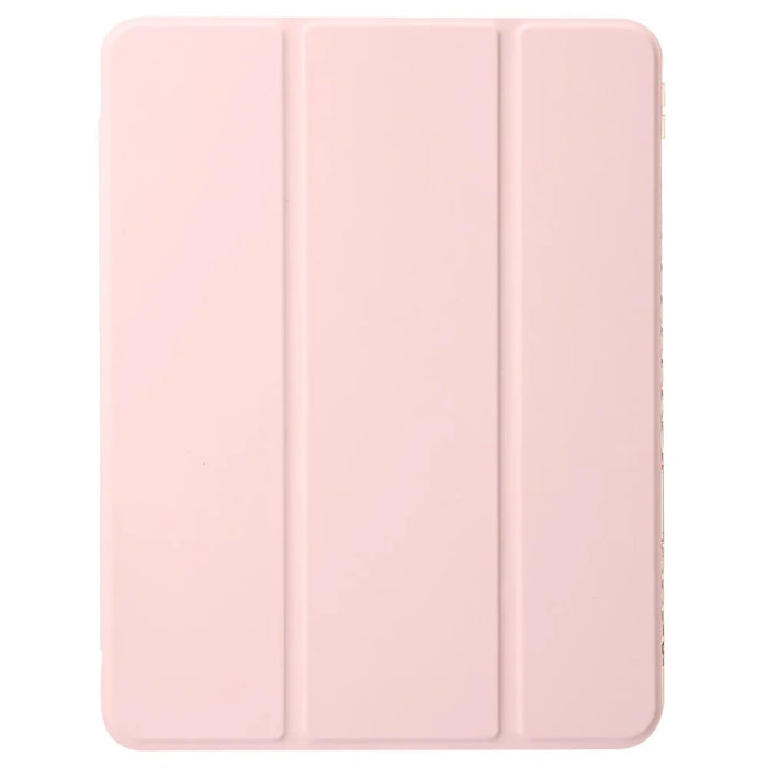 For iPad Pro 11 (2025) / 11 (2024) Case Clear Back PU Leather Tri-Fold Stand Cover with Pencil Holder - Pink - 7