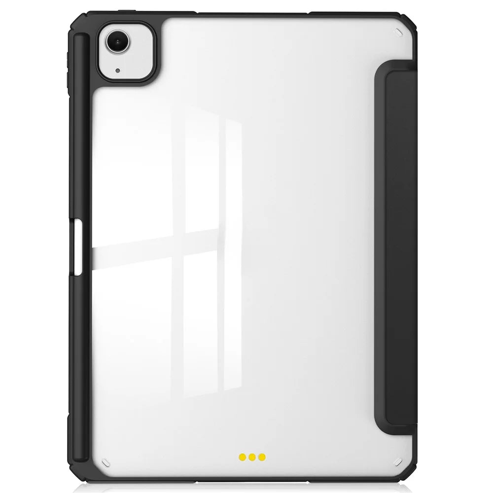 For iPad Air 13 (2026) / (2025) / (2024) Case PU Leather Clear Acrylic Tablet Cover Support Auto Sleep / Wake - Black - 2