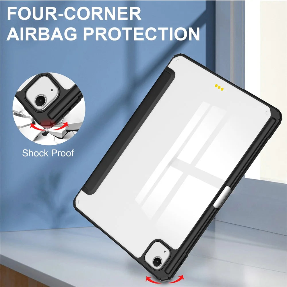 For iPad Air 13 (2026) / (2025) / (2024) Case PU Leather Clear Acrylic Tablet Cover Support Auto Sleep / Wake - Black - 7