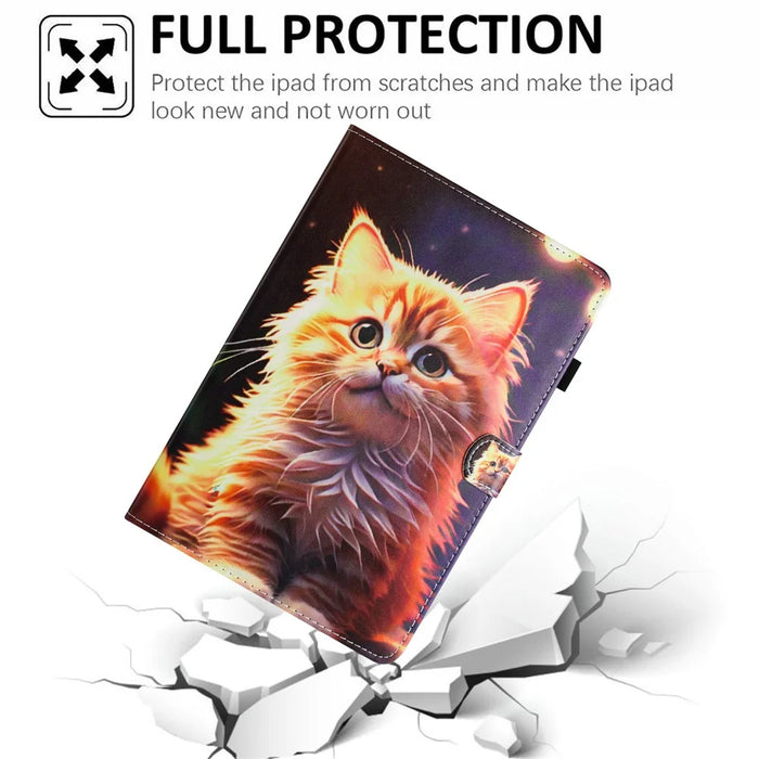 For iPad mini (2024) / mini (2021) Card Holder Case Pattern Printing Horizontal Stand Tablet Leather Cover - Cat - 5