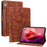 For Lenovo Tab P12 Case Lily Flower Leather Tablet Cover with Card Slots Stand - Brown - 1