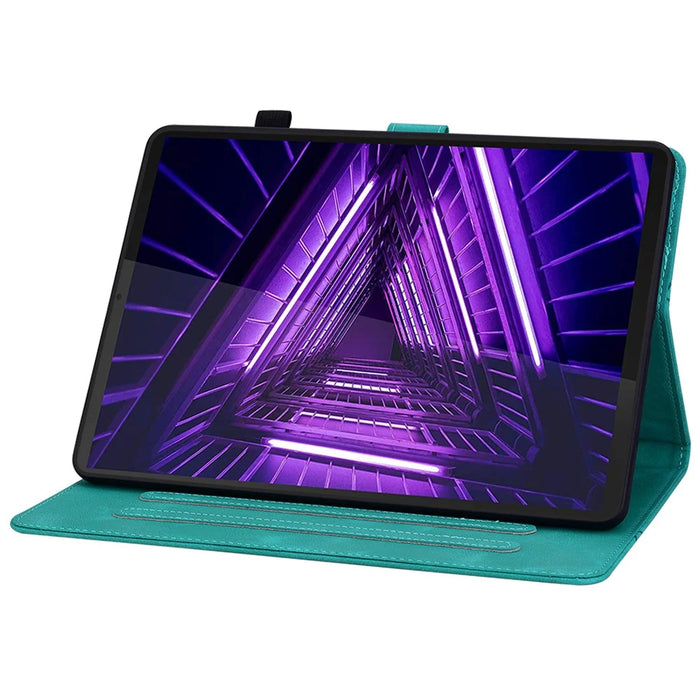 For Lenovo Tab M10 Plus TB-X606F / TB-X606X Case PU Leather Lily Flower Pattern Stand Tablet Cover - Green - 3