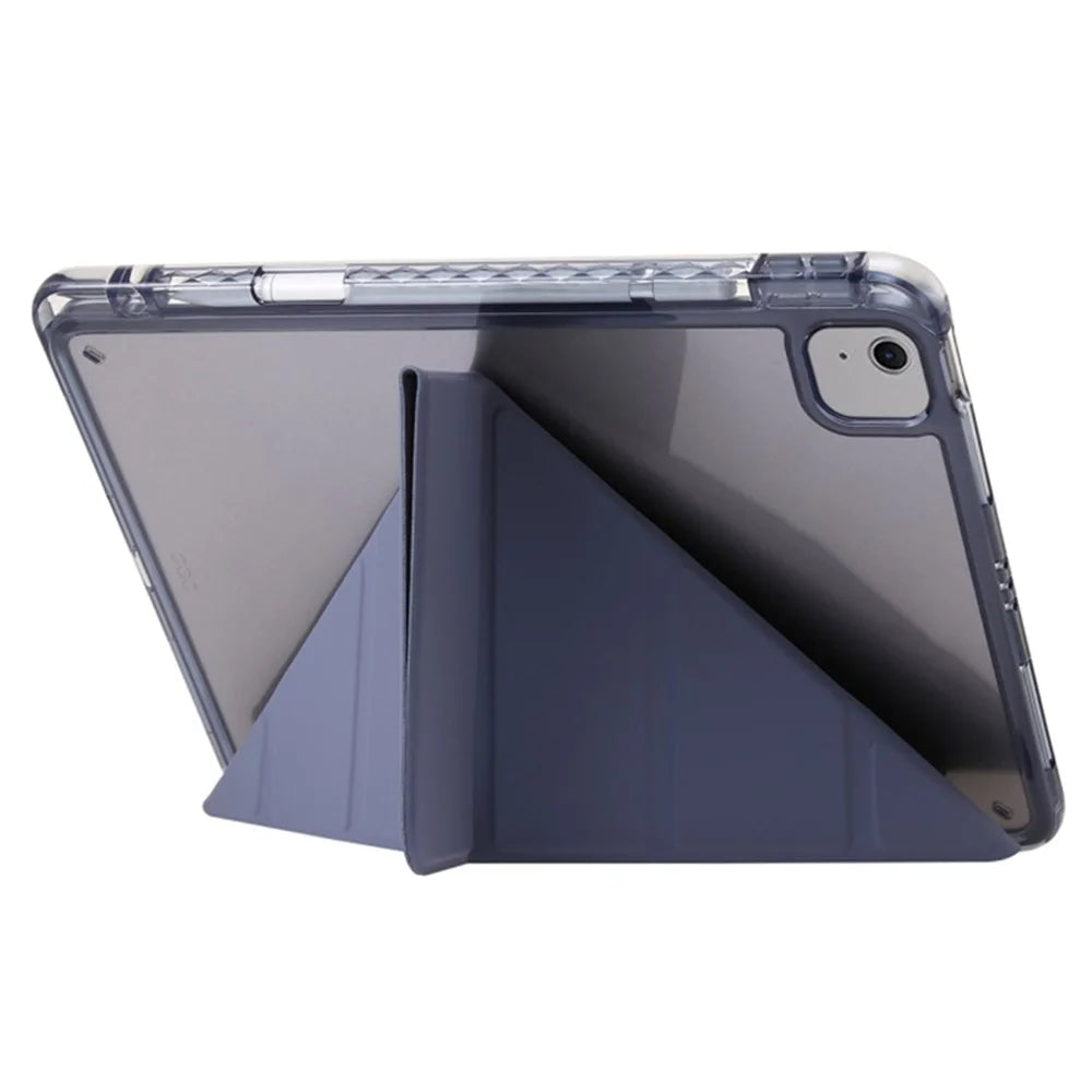 For iPad Air 13 (2026) / (2025) / (2024) Cover PU Leather Origami Stand Clear Tablet Shell - Lavender Purple - 3