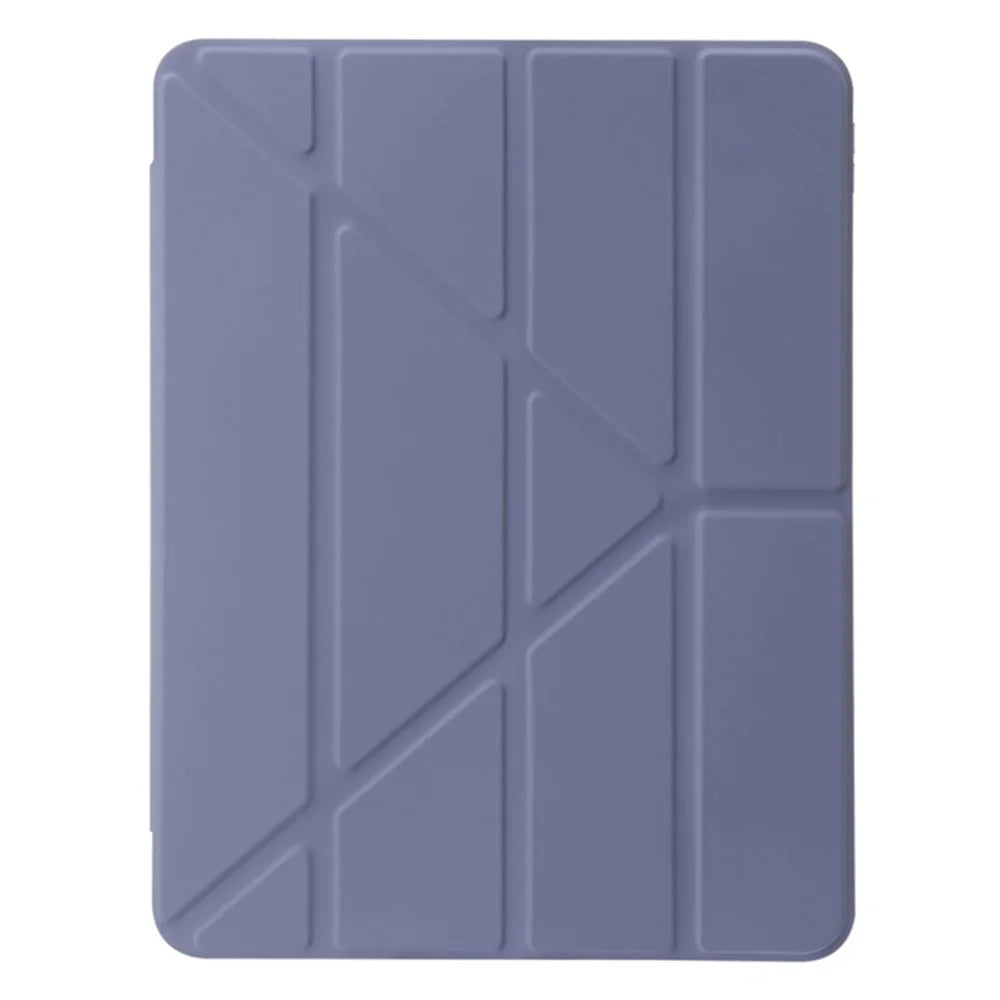 For iPad Air 13 (2026) / (2025) / (2024) Cover PU Leather Origami Stand Clear Tablet Shell - Lavender Purple - 6