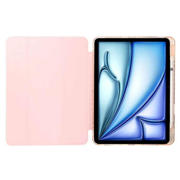 For iPad Air 11 (2026) / (2025) / (2024) Case TPU+PU Leather+Arcylic Tablet Cover Tri-Fold Stand Tablet Protector - Pink - 2