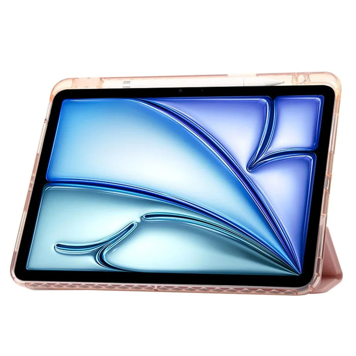 For iPad Air 11 (2026) / (2025) / (2024) Case TPU+PU Leather+Arcylic Tablet Cover Tri-Fold Stand Tablet Protector - Pink - 3