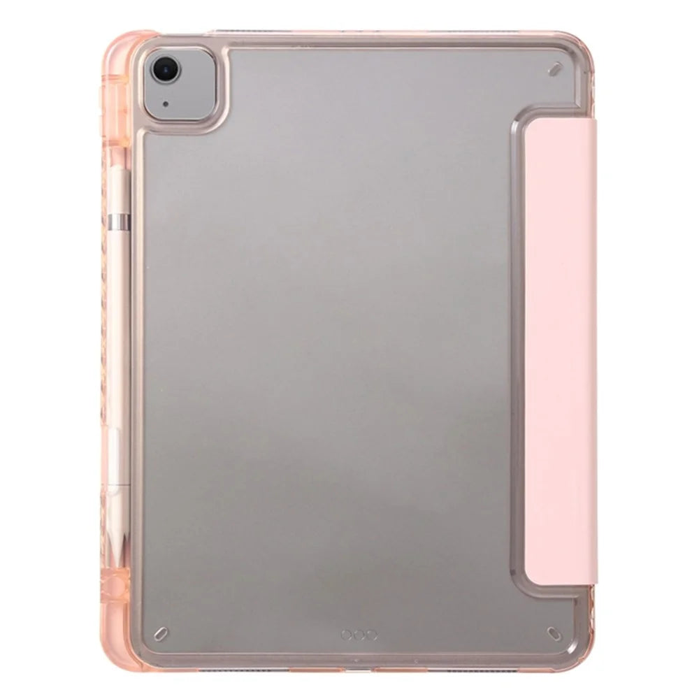 For iPad Air 13 (2026) / (2025) / (2024) Case Tri-Fold Stand Acrylic Back PU Leather Anti Fall Tablet Cover - Pink - 6