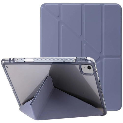 For iPad Air 11 (2026) / (2025) / (2024) Case PU Leather Origami Stand See-Through Tablet Cover - Lavender Purple - 1