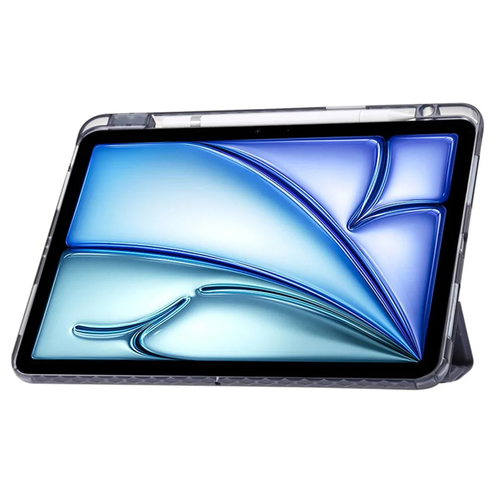 For iPad Air 11 (2026) / (2025) / (2024) Case PU Leather Origami Stand See-Through Tablet Cover - Lavender Purple - 2