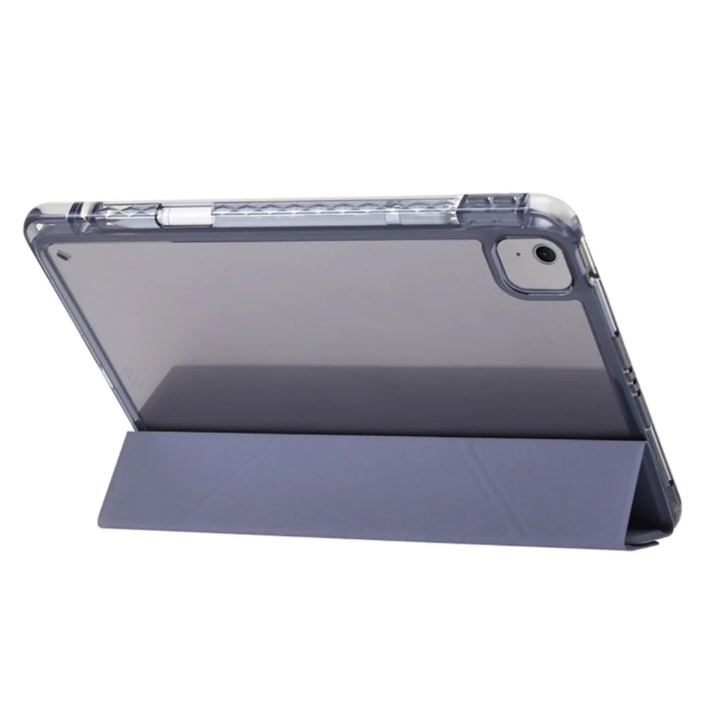 For iPad Air 11 (2026) / (2025) / (2024) Case PU Leather Origami Stand See-Through Tablet Cover - Lavender Purple - 4