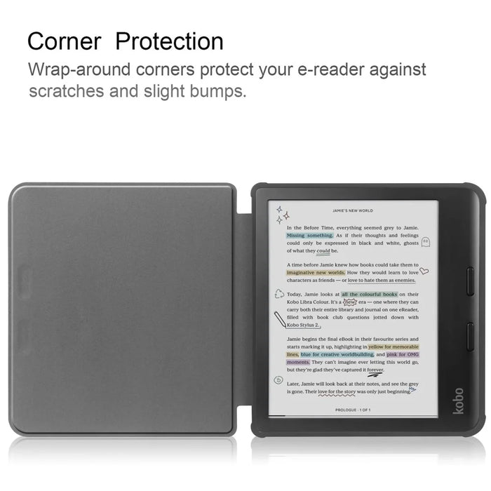 For Kobo Libra Colour Case Auto Sleep / Wake Pattern Printing E-Reader Cover - Apricot Blossom - 2