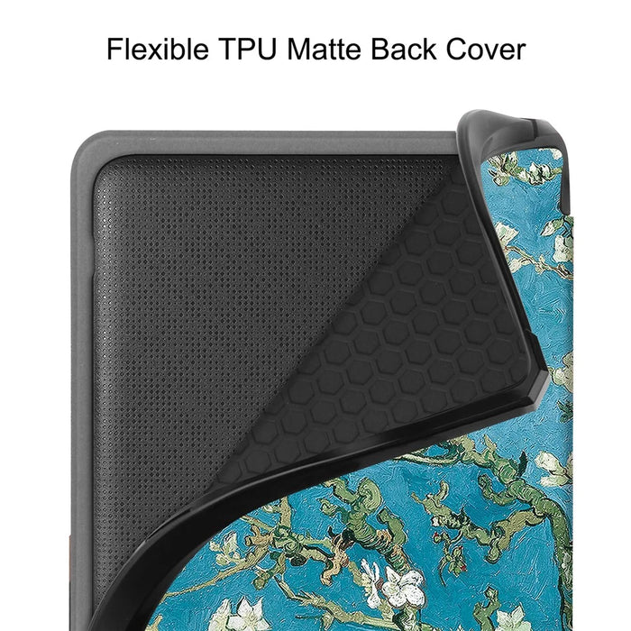 For Kobo Libra Colour Case Auto Sleep / Wake Pattern Printing E-Reader Cover - Apricot Blossom - 4