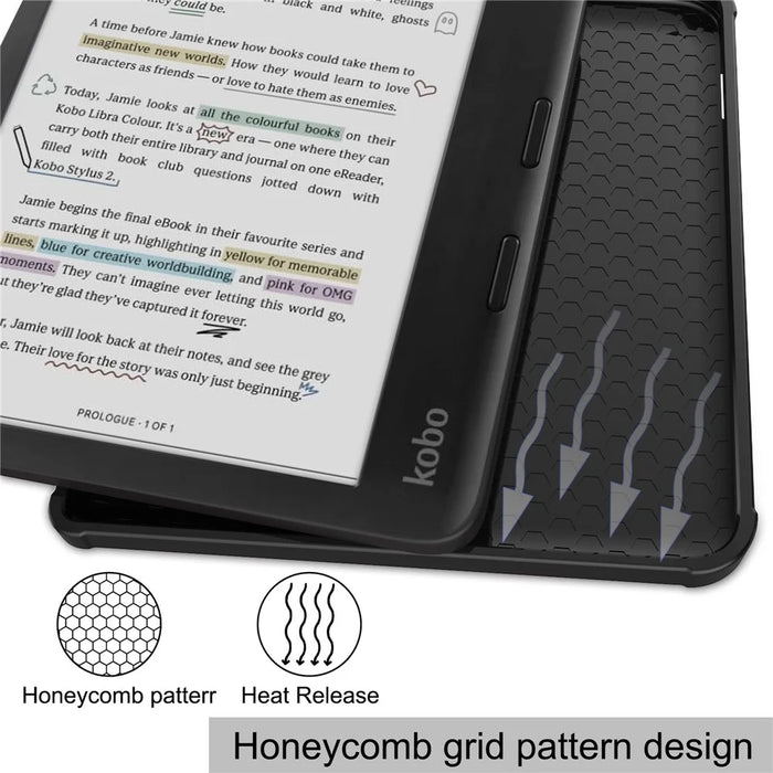 For Kobo Libra Colour Case Auto Sleep / Wake Pattern Printing E-Reader Cover - Apricot Blossom - 6