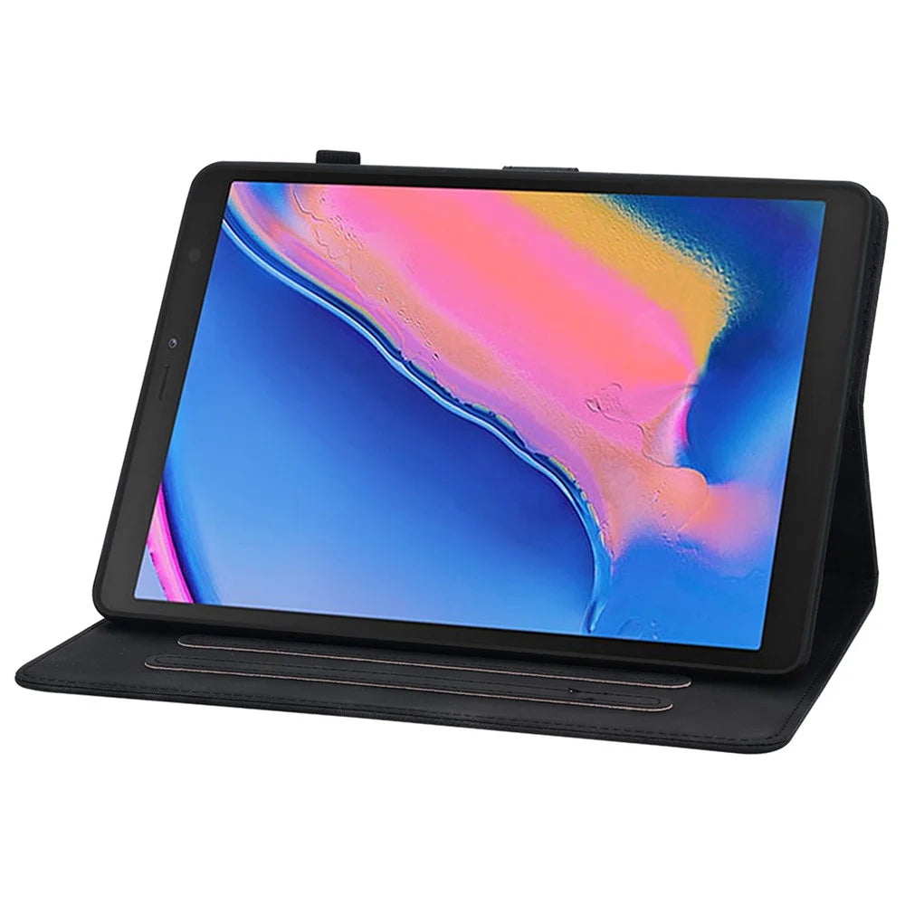 For Samsung Galaxy Tab A 8.0 (2019) SM-T290 (Wi-Fi) / SM-T295 (LTE) / SM-T297 Case Flower Imprint PU Leather Tablet Cover - Black - 3