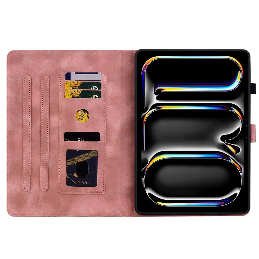 For iPad Pro 11 (2025) / 11 (2024) Case Lily Flower Design PU Leather Drop Protection Tablet Cover - Pink - 2