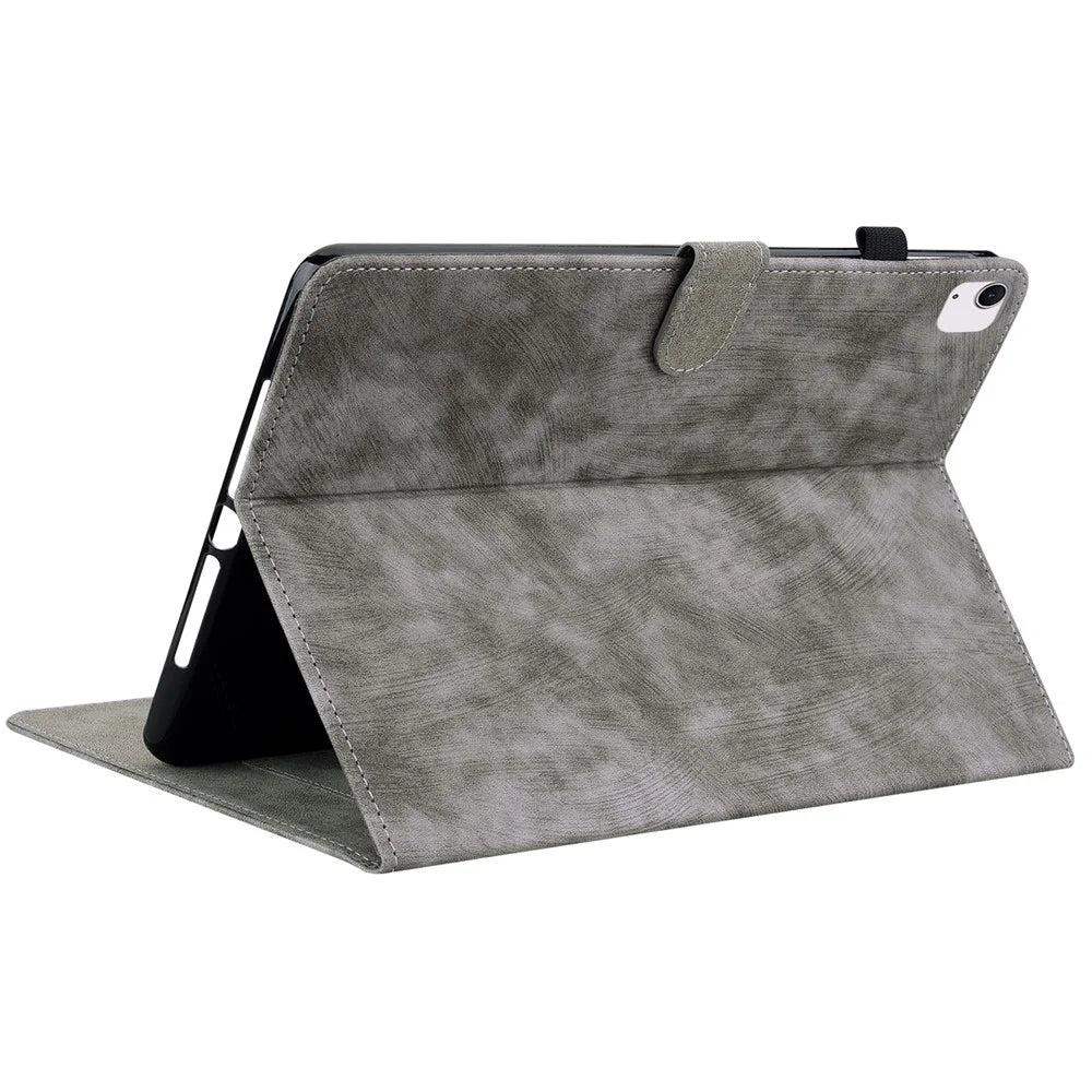 For iPad Air 13 (2026) / (2025) / (2024) Case PU Leather Stand Tablet Shell Cute Cartoon Tiger Imprinted - Grey - 4