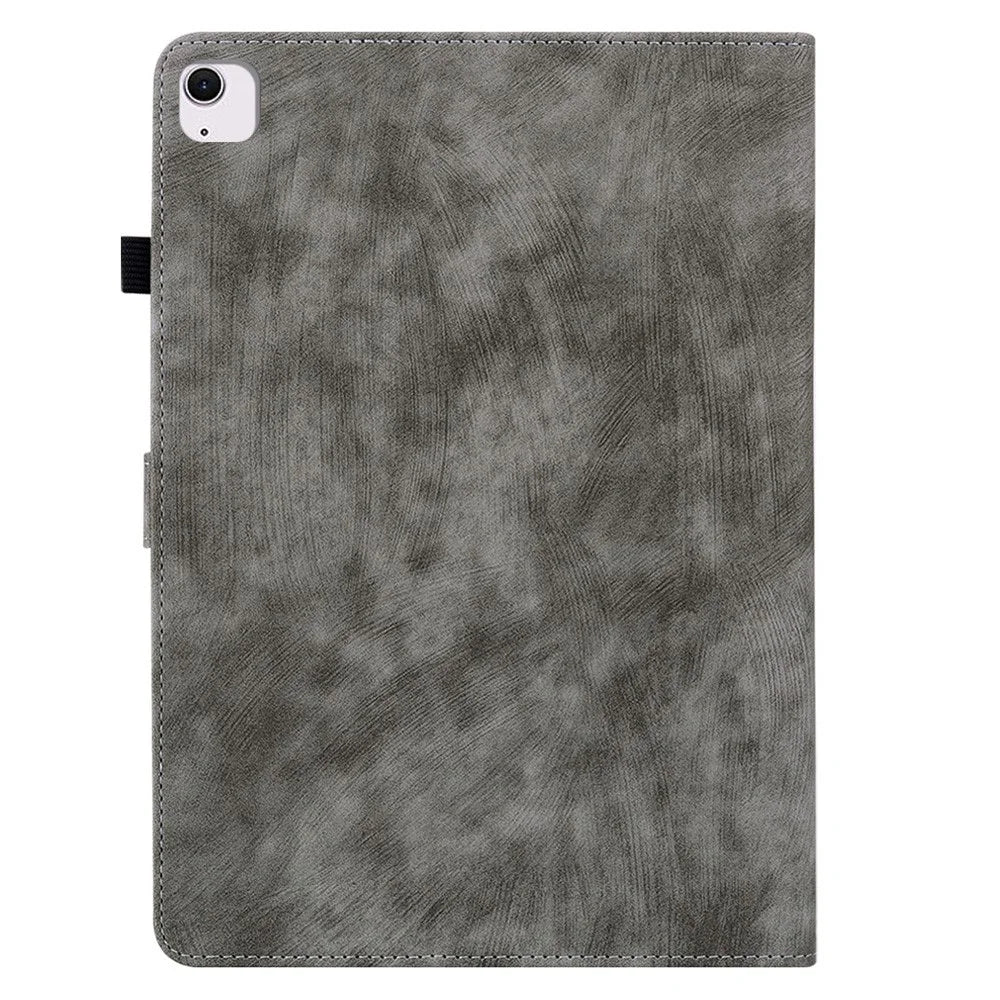 For iPad Air 13 (2026) / (2025) / (2024) Case PU Leather Stand Tablet Shell Cute Cartoon Tiger Imprinted - Grey - 5