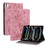 For iPad Pro 11 (2025) / 11 (2024) Leather Tablet Case Card Holder Imprinted Rose Flower Cover - Pink - 1