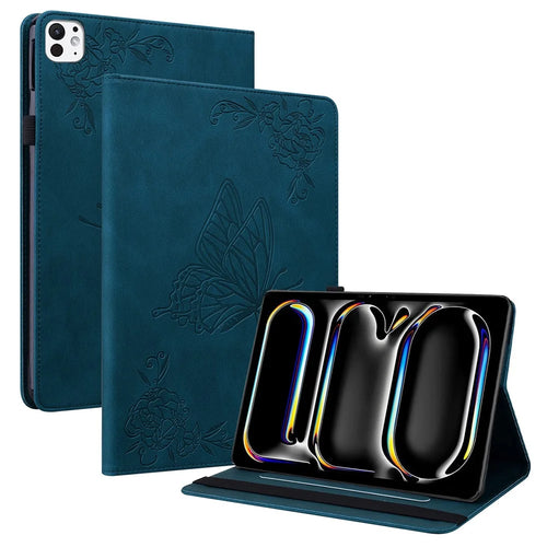 PU Leather Tablet Case for iPad Pro 11 (2025) / 11 (2024) Anti-Scratch Card Slots Flip Tablet Cover - Dark Blue - 1