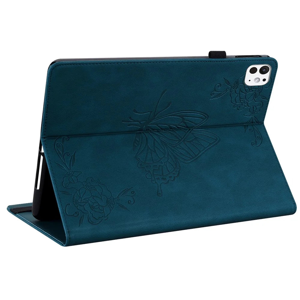 PU Leather Tablet Case for iPad Pro 11 (2025) / 11 (2024) Anti-Scratch Card Slots Flip Tablet Cover - Dark Blue - 4