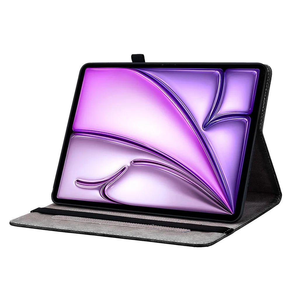 For iPad Air 13 (2026) / (2025) / (2024) Stand Case Pattern Print PU Leather Folio Tablet Cover with Card Holder - Plum Blossom - 3