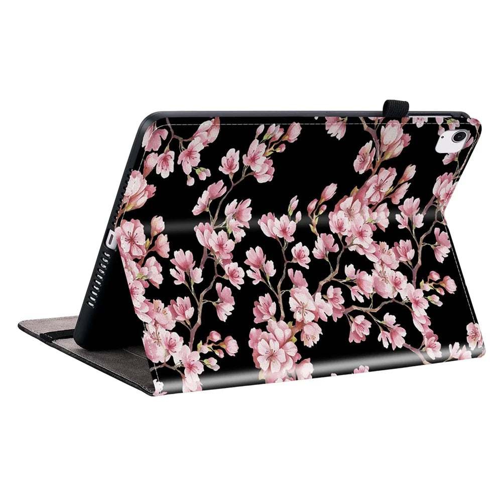 For iPad Air 13 (2026) / (2025) / (2024) Stand Case Pattern Print PU Leather Folio Tablet Cover with Card Holder - Plum Blossom - 4