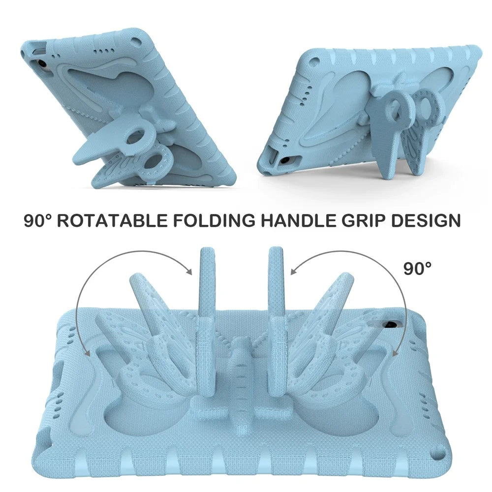 For Samsung Galaxy Tab A11+ / A9+ Case Butterfly Kickstand EVA Tablet Cover with Shoulder Strap - Baby Blue - 4