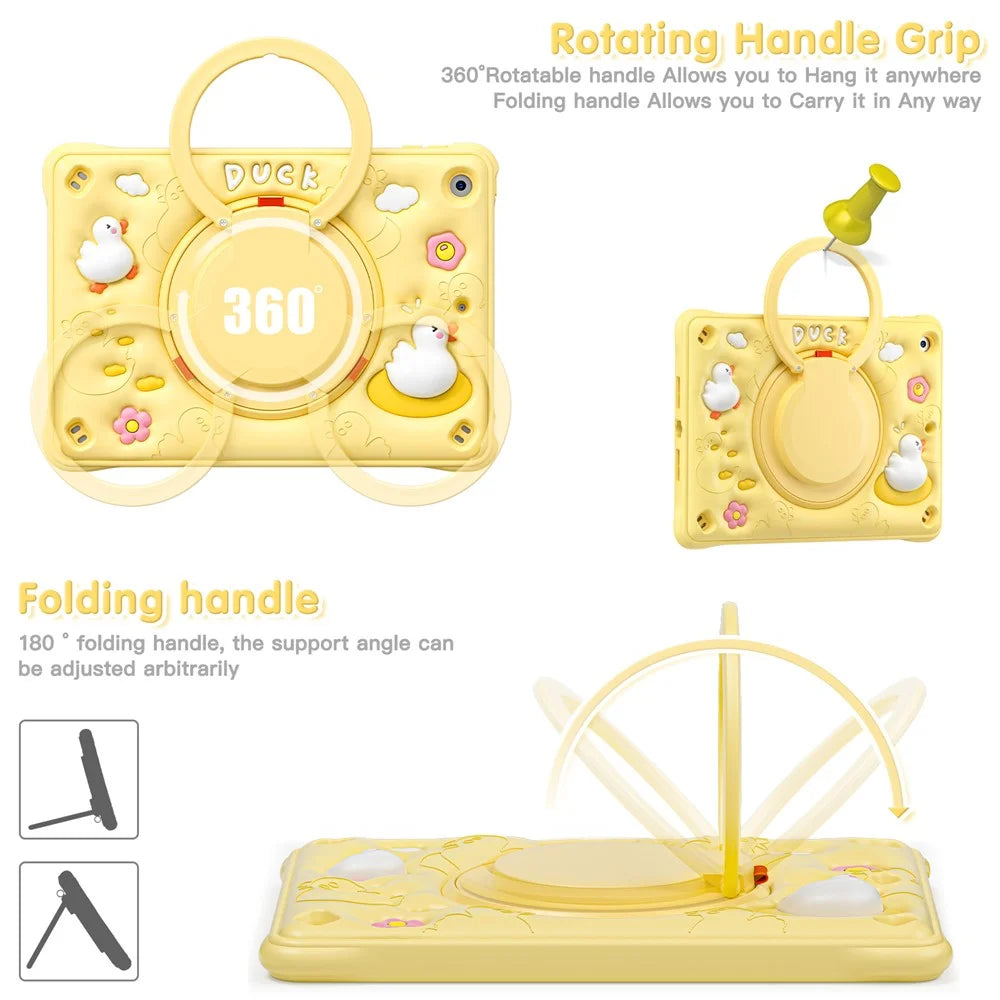For iPad 10.2 (2021) / (2020) / (2019) Case Cartoon Duck Hand Grip Kickstand PC+Silicone Tablet Cover - 4