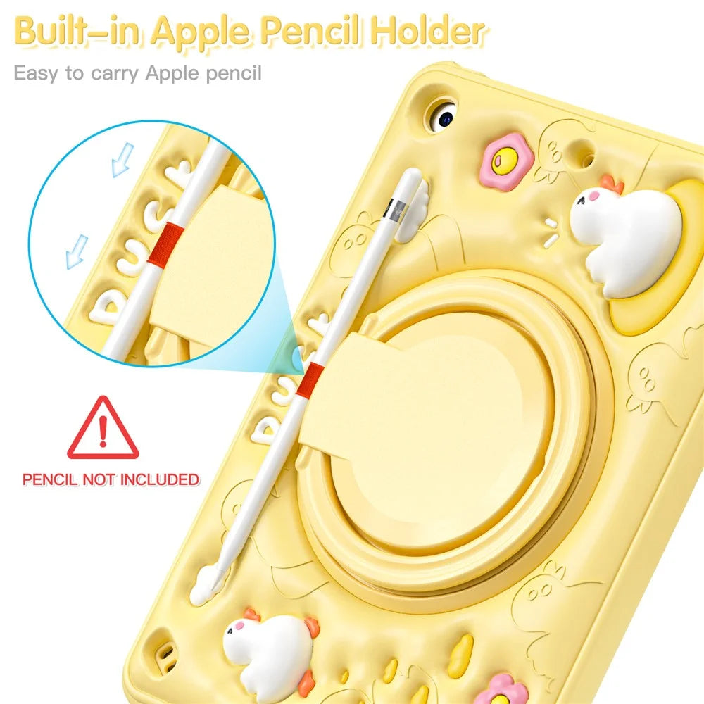 For iPad 10.2 (2021) / (2020) / (2019) Case Cartoon Duck Hand Grip Kickstand PC+Silicone Tablet Cover - 5