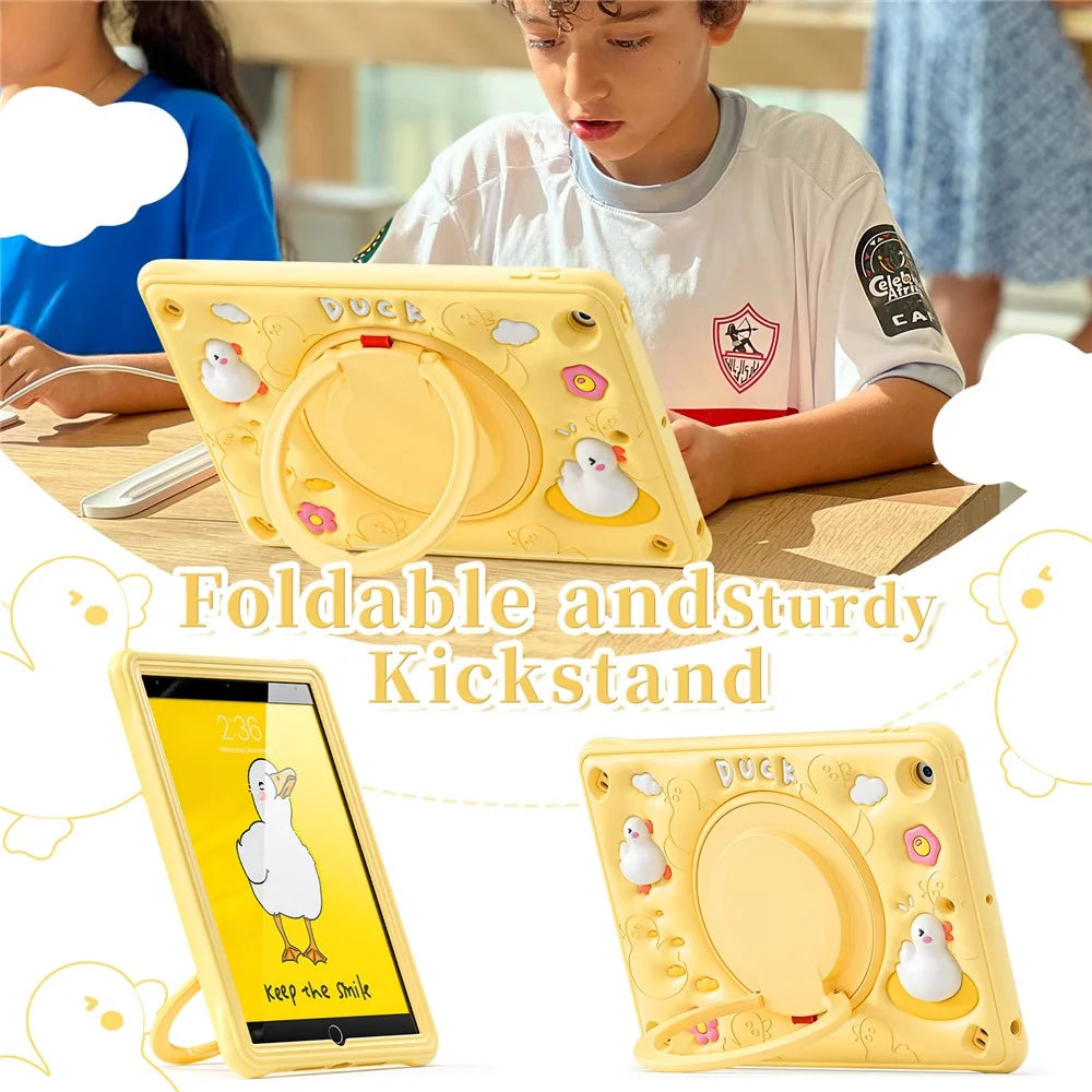 For iPad 10.2 (2021) / (2020) / (2019) Case Cartoon Duck Hand Grip Kickstand PC+Silicone Tablet Cover - 6