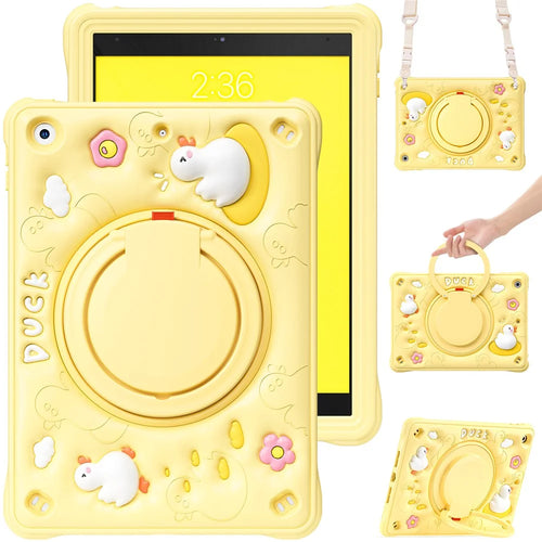 For iPad 10.2 (2021) / (2020) / (2019) Case Duck Design Hand Kickstand PC+Silicone Tablet Cover with Shoulder Strap - 1