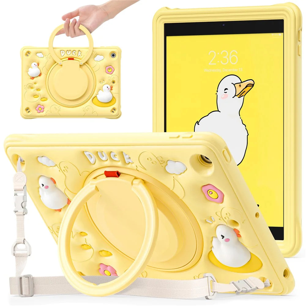 For iPad 10.2 (2021) / (2020) / (2019) Case Duck Design Hand Kickstand PC+Silicone Tablet Cover with Shoulder Strap - 2