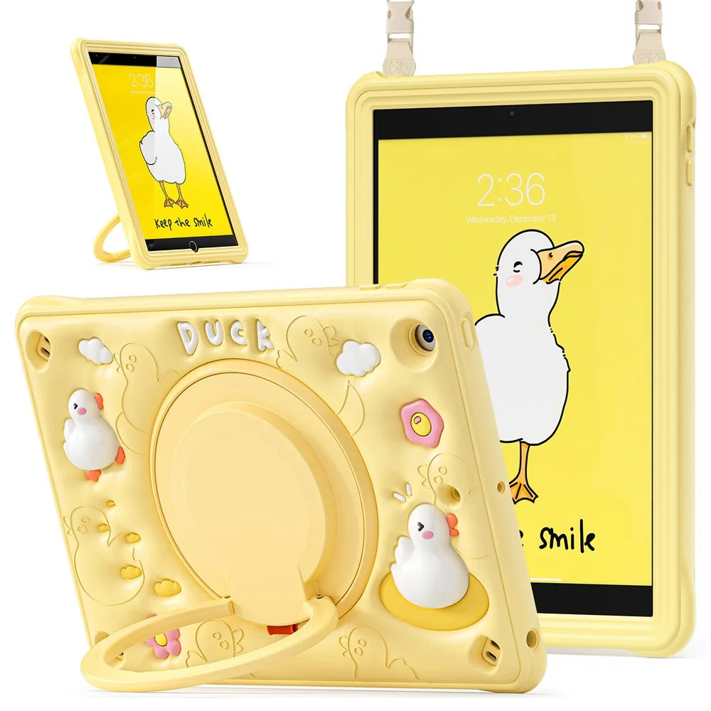 For iPad 10.2 (2021) / (2020) / (2019) Case Duck Design Hand Kickstand PC+Silicone Tablet Cover with Shoulder Strap - 3