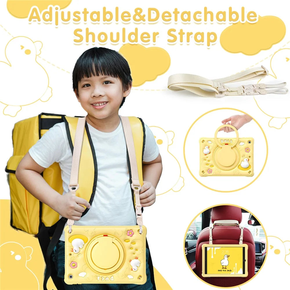 For iPad 10.2 (2021) / (2020) / (2019) Case Duck Design Hand Kickstand PC+Silicone Tablet Cover with Shoulder Strap - 5