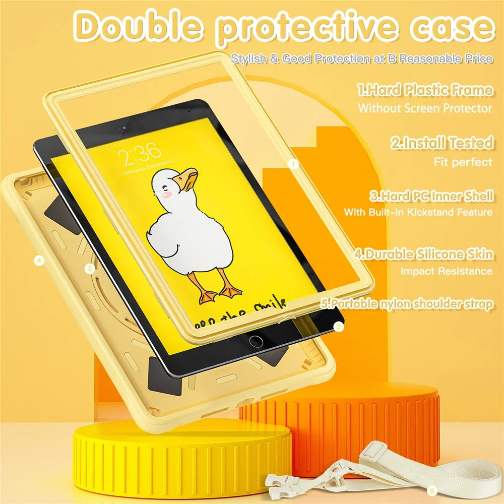 For iPad 10.2 (2021) / (2020) / (2019) Case Duck Design Hand Kickstand PC+Silicone Tablet Cover with Shoulder Strap - 7