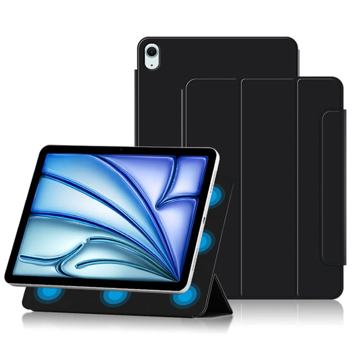 For iPad Air 11 (2026) / (2025) / (2024) / Air (2022) / (2020) / Pro 11 (2022) / (2021) / (2020) / (2018) Case PU Leather Tri-Fold Stand Tablet Cover - Black - 2