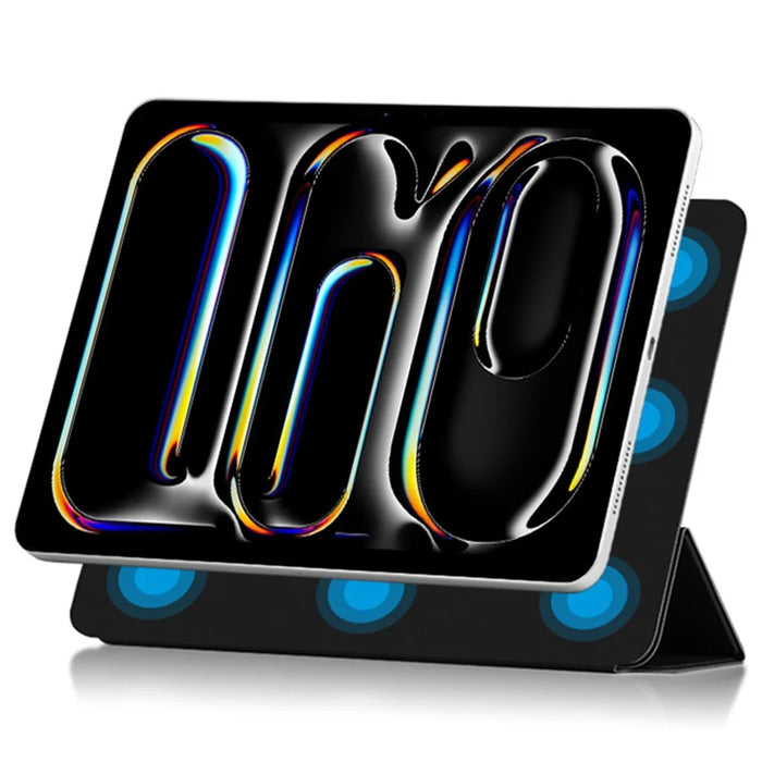 For iPad Pro 11 (2025) / 11 (2024) Case Magnetic Attachment PU Leather Drop-Proof Tablet Cover with Tri-Fold Stand - Black - 3