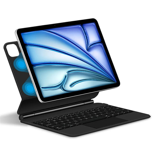 For iPad Air 13 (2026) / (2025) / (2024) / iPad Pro 12.9 (2022) / (2021) / (2020) / (2018) Magnetic Floating Keyboard Case Bluetooth-Compatible Keyboard with Touchpad - Black - 1