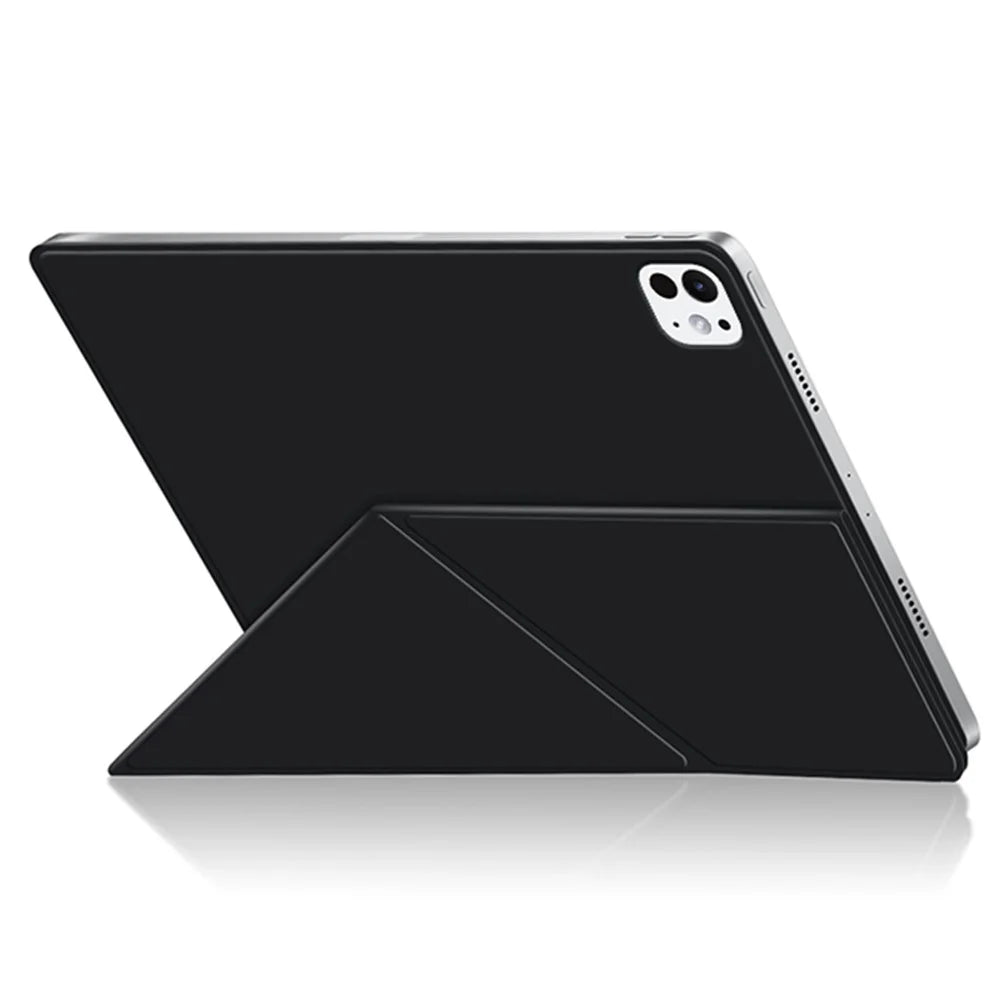 For iPad Pro 11 (2025) / 11 (2024) Case Magnetic Attachment PU Leather Origami Stand Tablet Cover - Black - 3