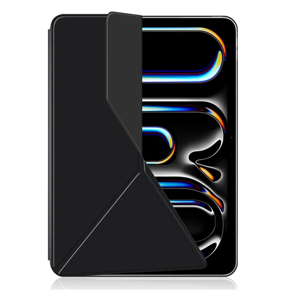 For iPad Pro 11 (2025) / 11 (2024) Case Magnetic Attachment PU Leather Origami Stand Tablet Cover - Black - 5