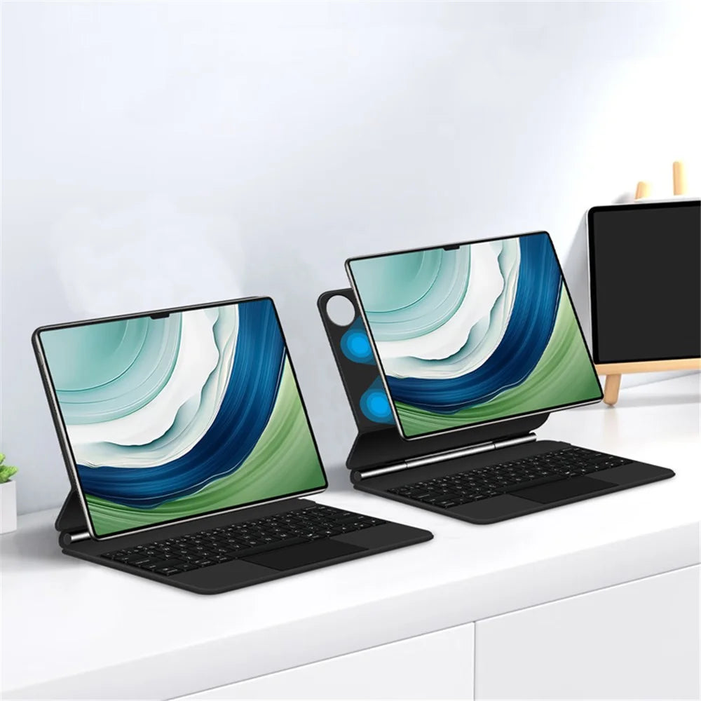 For Huawei MatePad Pro 13.2 Magnetic Floating Bluetooth-compatible Keyboard + Leather Tablet Case - Black - 4