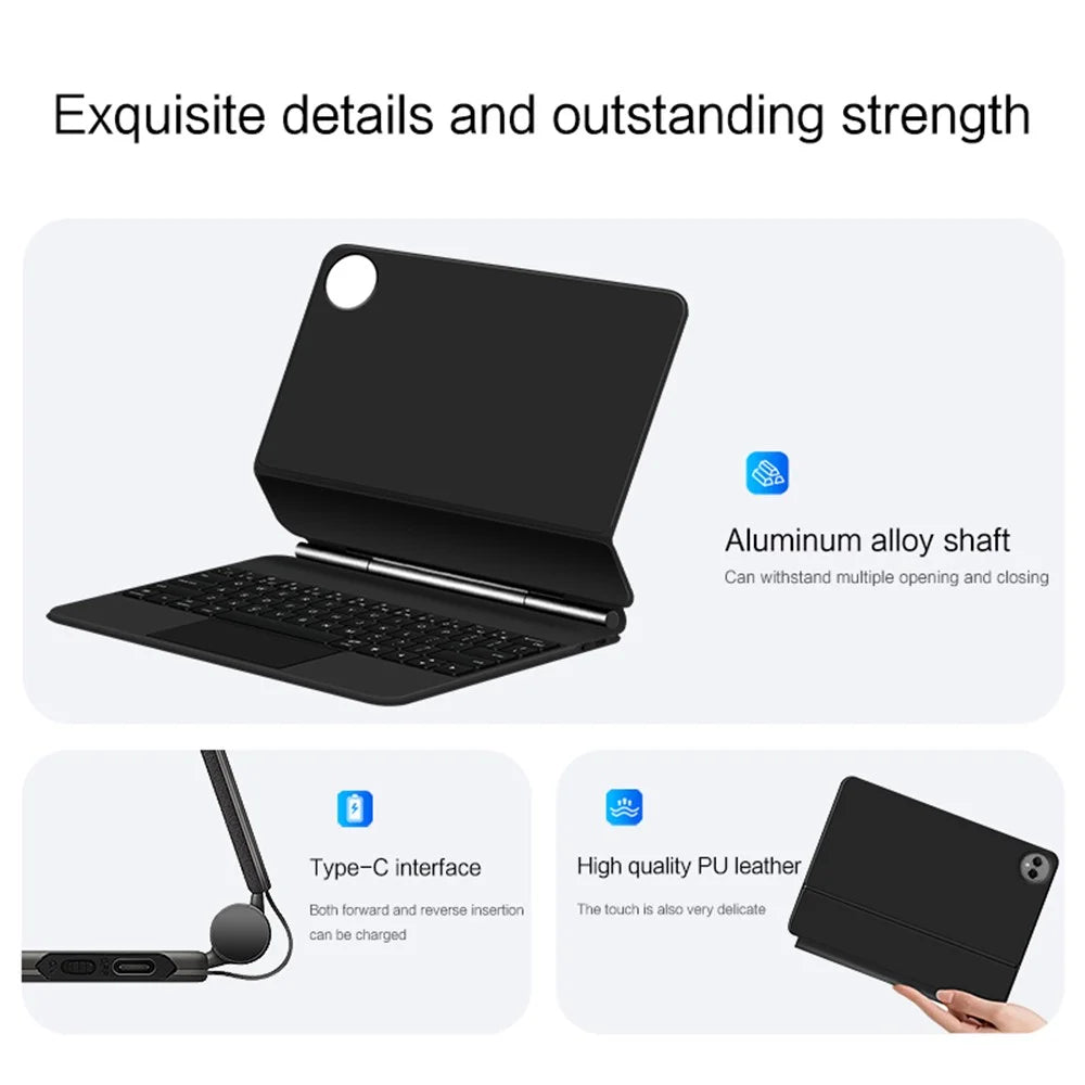 For Huawei MatePad Pro 13.2 Magnetic Floating Bluetooth-compatible Keyboard + Leather Tablet Case - Black - 6