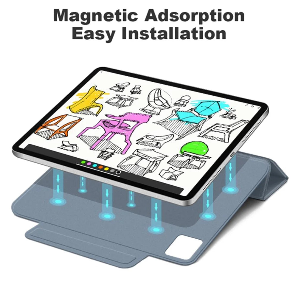For iPad Air 13 (2026) / (2025) / (2024) Case Magnetic Clasp Stand Folio PU Leather Tablet Cover Auto Wake / Sleep - Baby Blue - 2