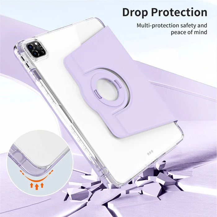 For iPad Pro 13 (2025) / 13 (2024) Case Stand Leather+ Clear Acrylic Detachable Tablet Cover - Purple - 4